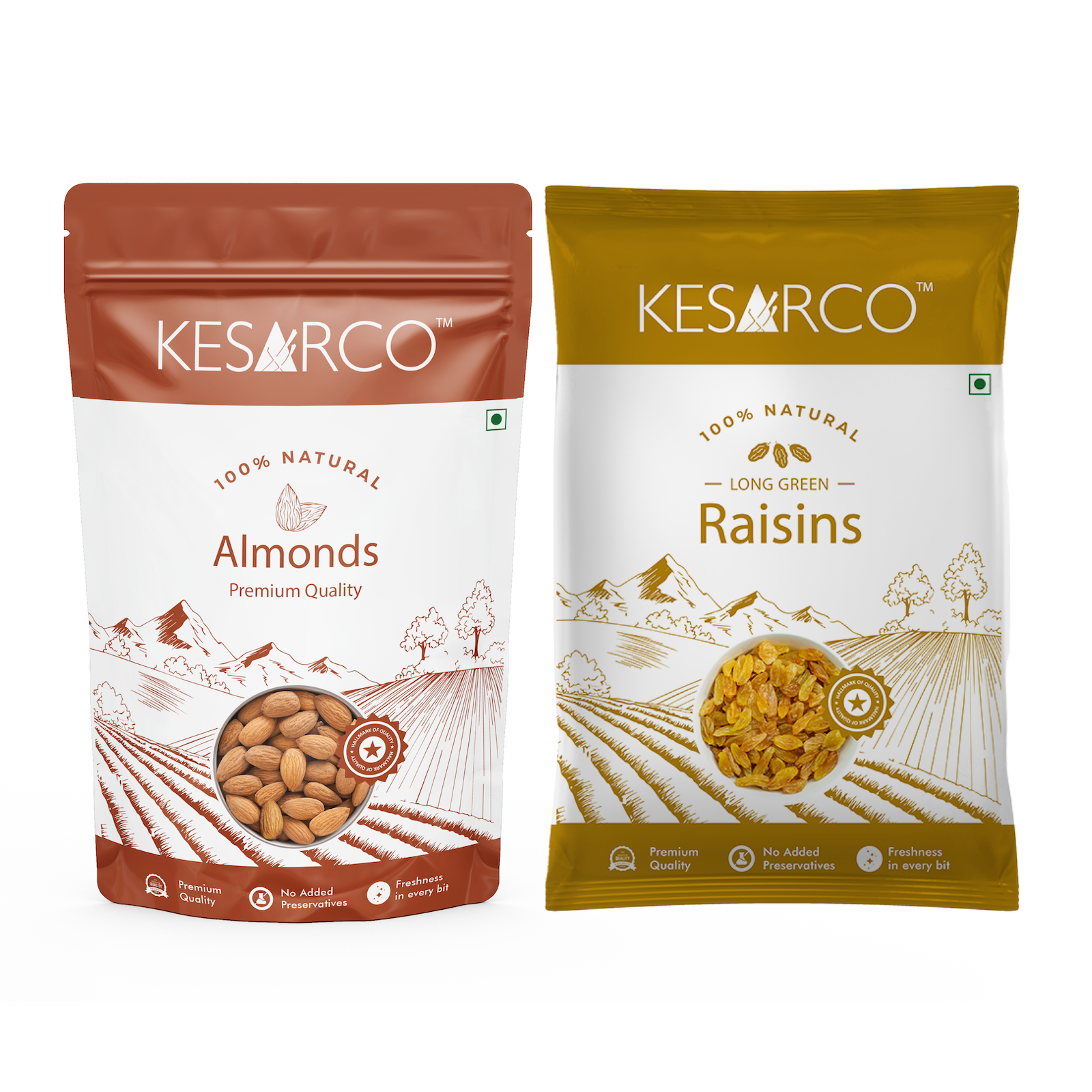 Raw Almonds & Green Raisins Combo-200gm each - Shop authentic Indian Food by KesarCo