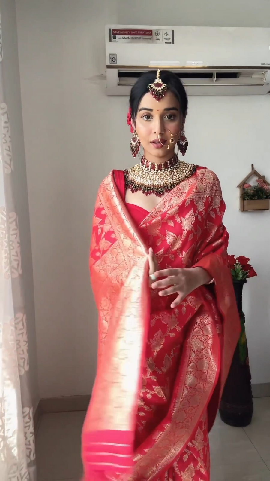 Murmurous 1-Minute Ready To Wear Red Soft Silk Saree - Shop authentic Indian Women's Fashion by Silk Folks