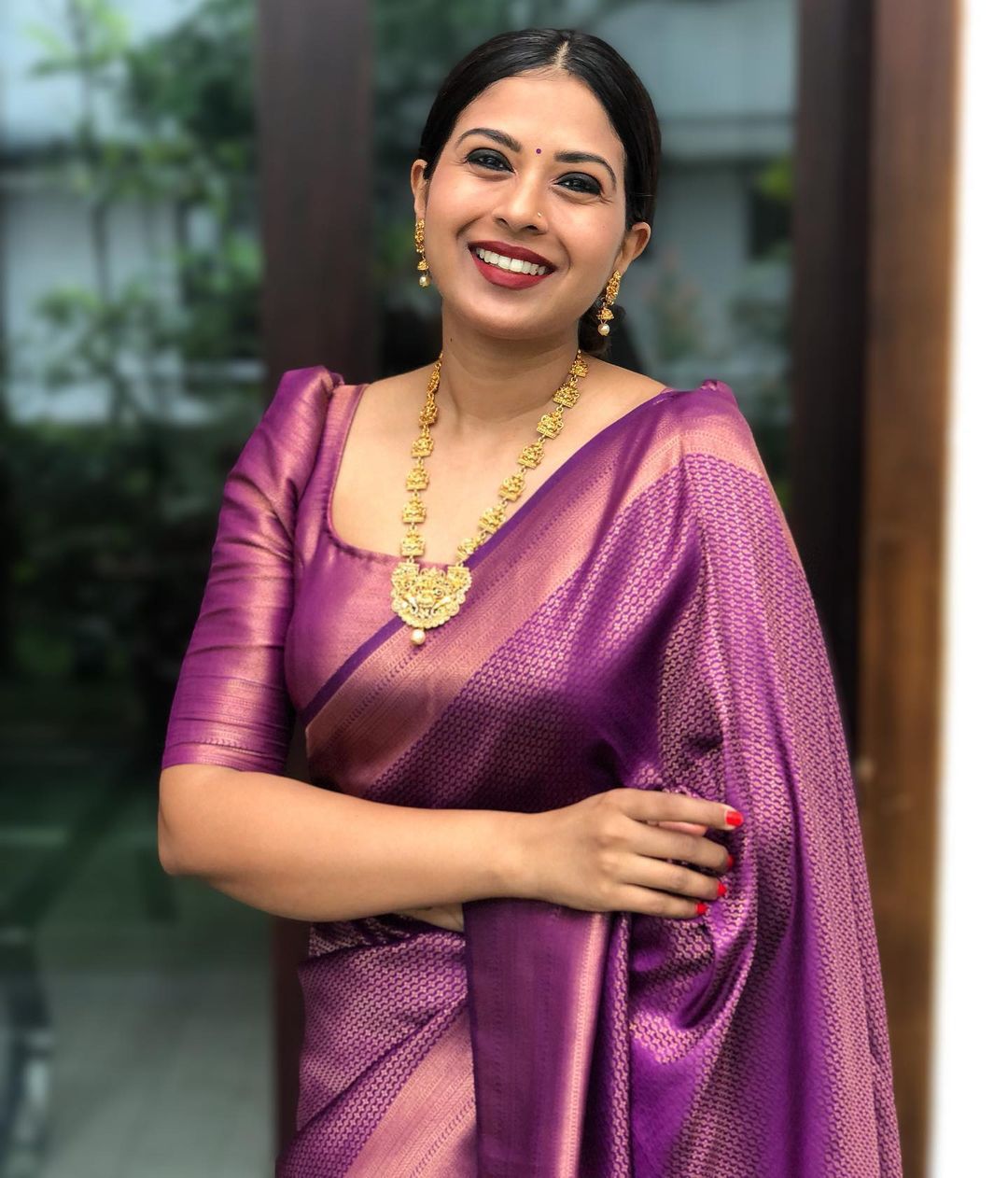 Wonderful Purple Soft Kanjivaram Silk Saree With Precious Blouse Piece - Shop authentic Indian Women's Fashion by Silk Folks