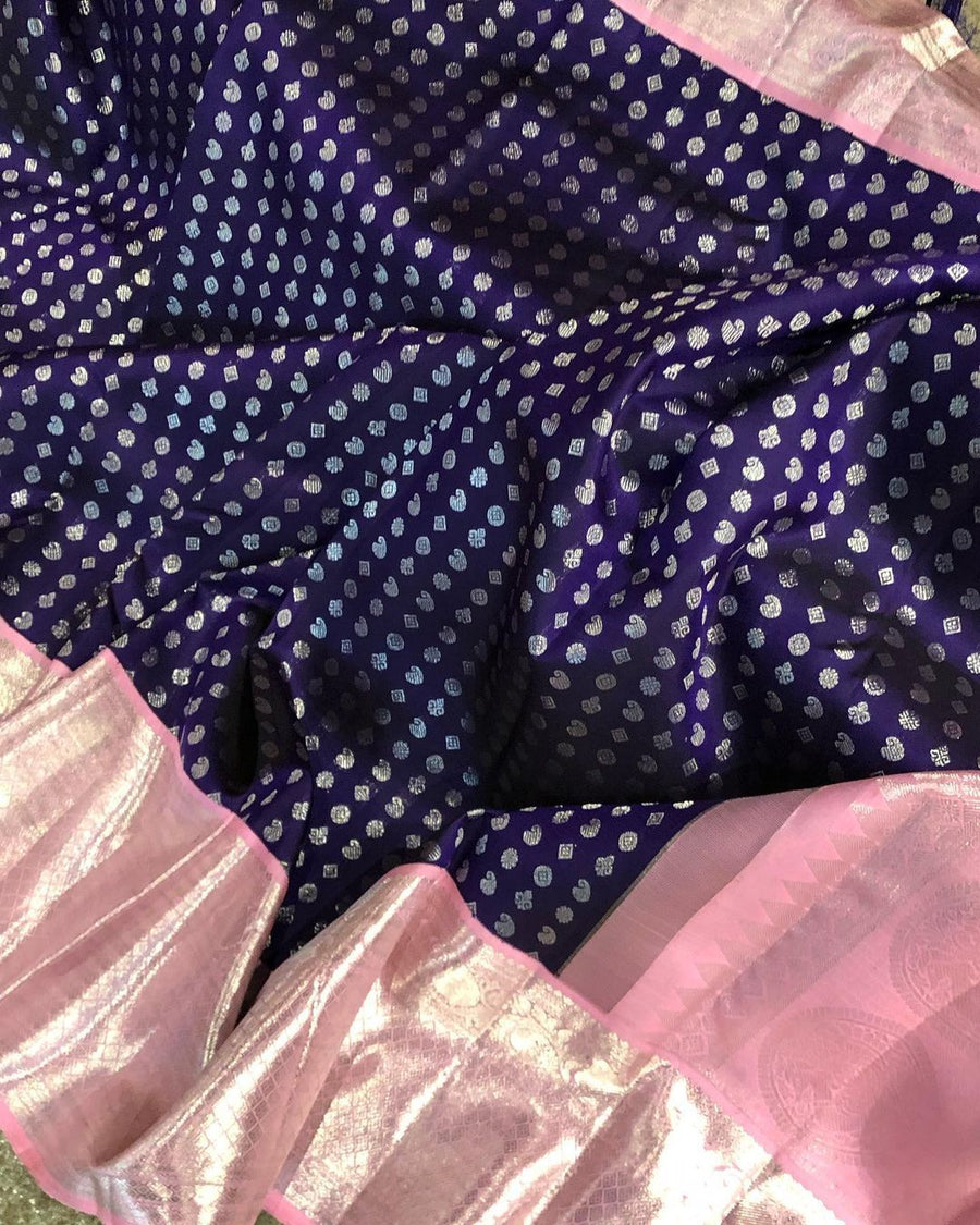 Susurrous Blue Soft Banarasi Silk Saree With Engaging Blouse Piece - Shop authentic Indian Women's Fashion by Silk Folks