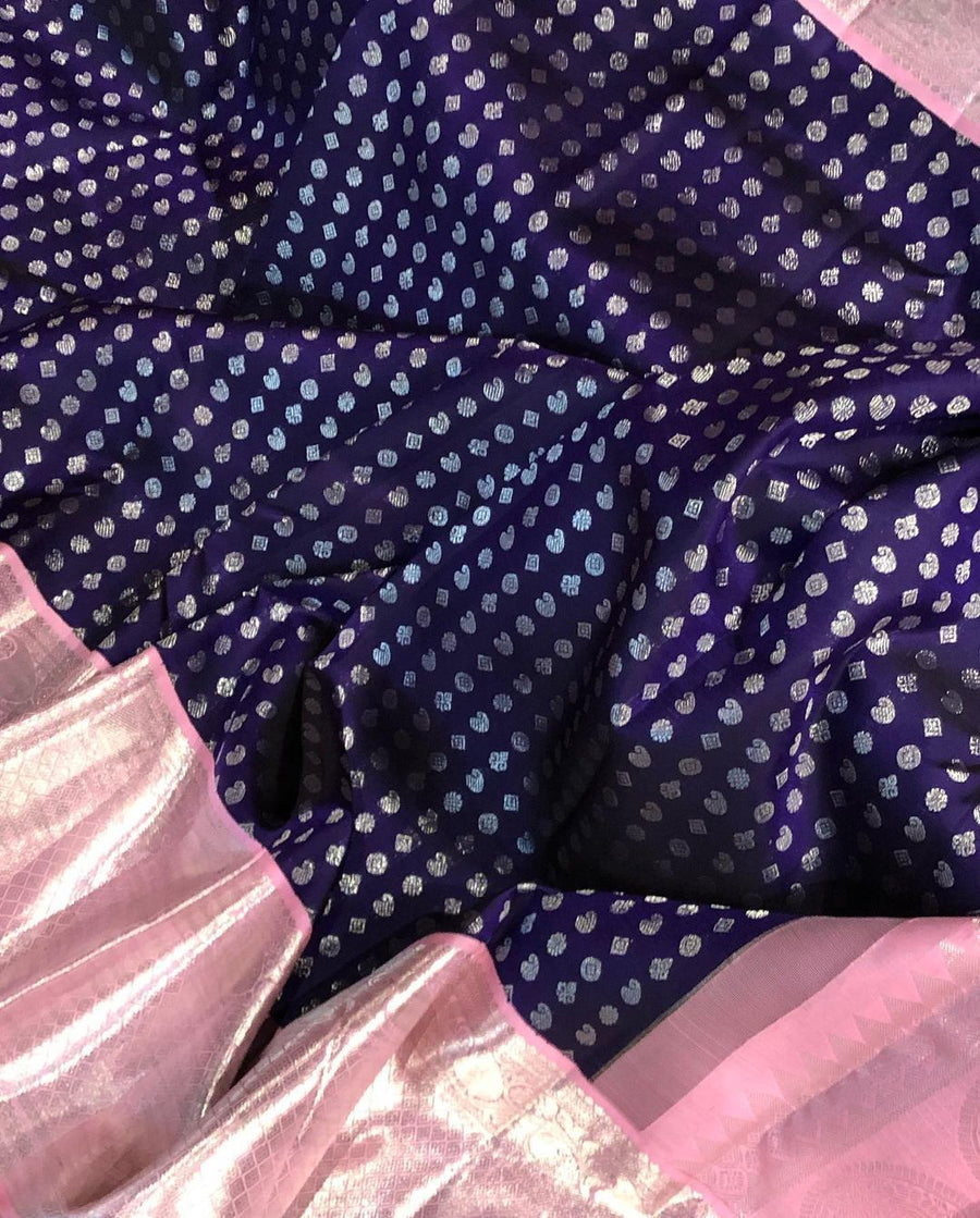 Susurrous Blue Soft Banarasi Silk Saree With Engaging Blouse Piece - Shop authentic Indian Women's Fashion by Silk Folks