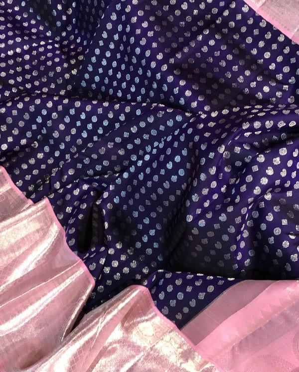 Susurrous Blue Soft Banarasi Silk Saree With Engaging Blouse Piece - Shop authentic Indian Women's Fashion by Silk Folks