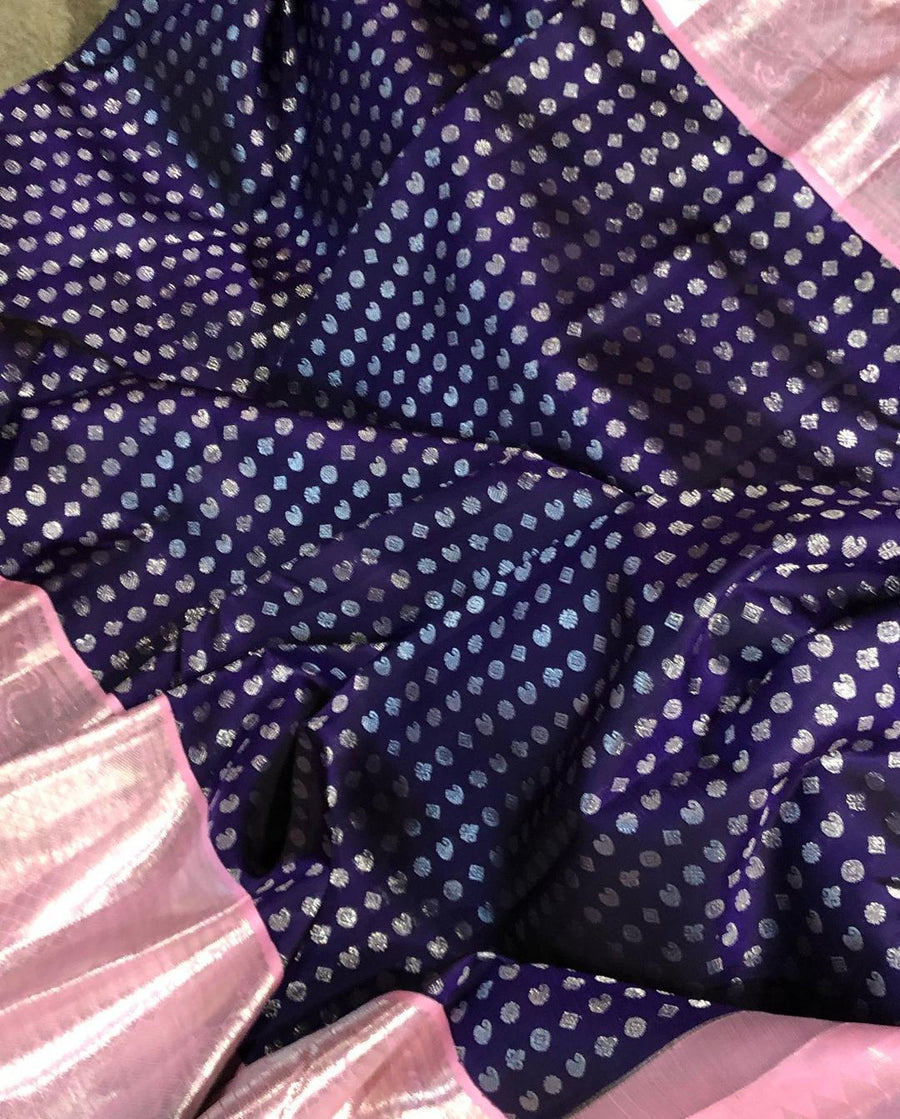 Susurrous Blue Soft Banarasi Silk Saree With Engaging Blouse Piece - Shop authentic Indian Women's Fashion by Silk Folks