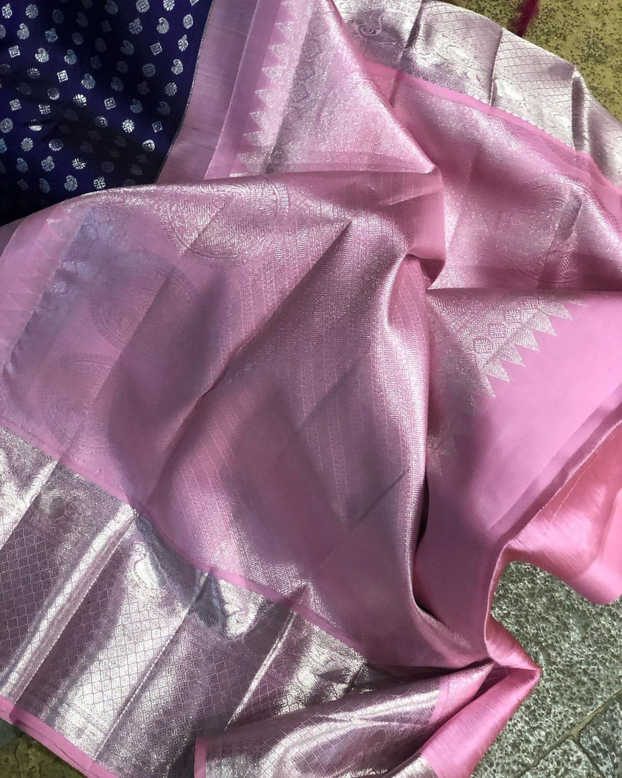 Susurrous Blue Soft Banarasi Silk Saree With Engaging Blouse Piece - Shop authentic Indian Women's Fashion by Silk Folks