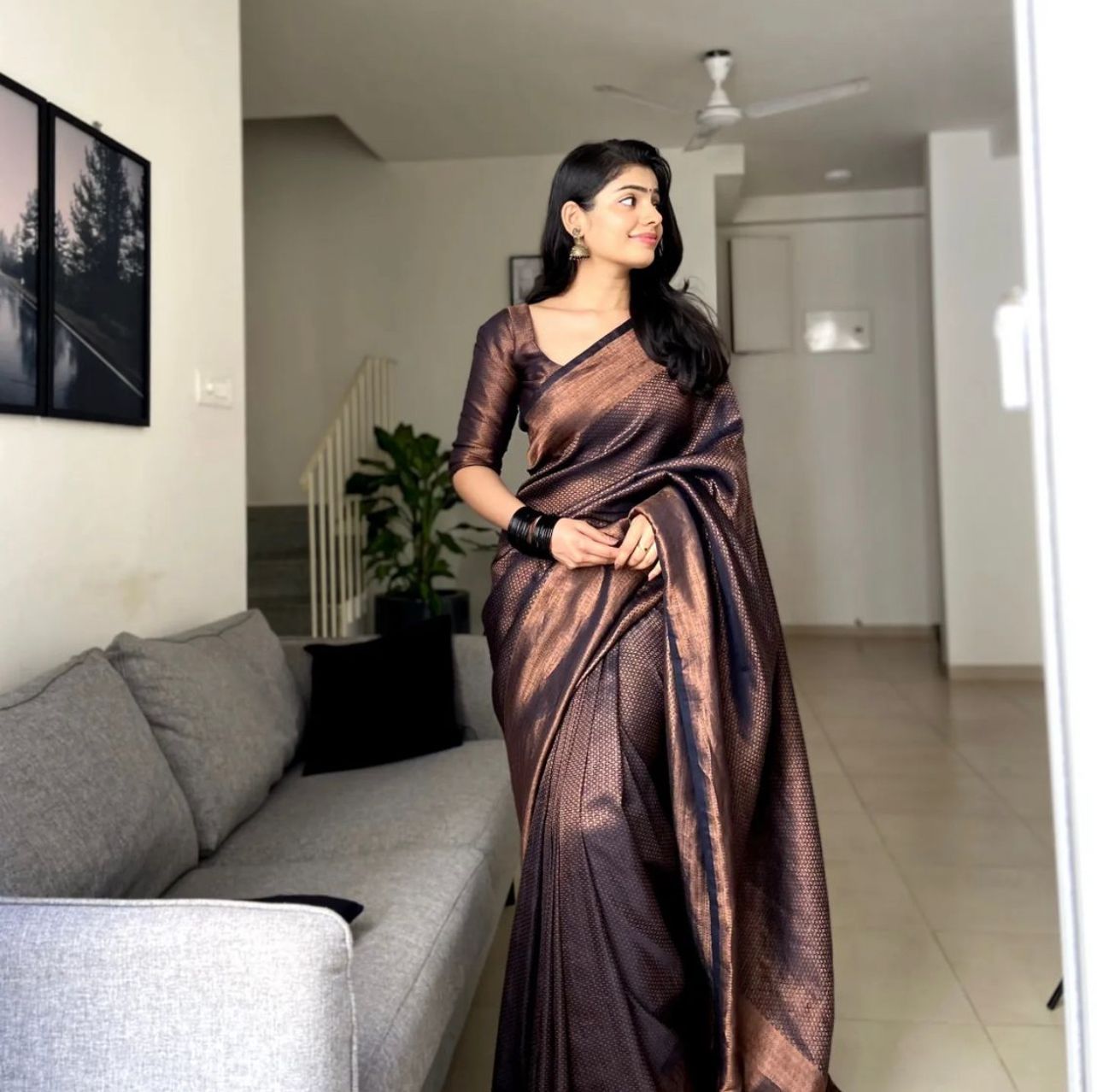 Tremendous Black Soft Banarasi Silk Saree With Elaborate Blouse Piece - Shop authentic Indian Women's Fashion by Silk Folks