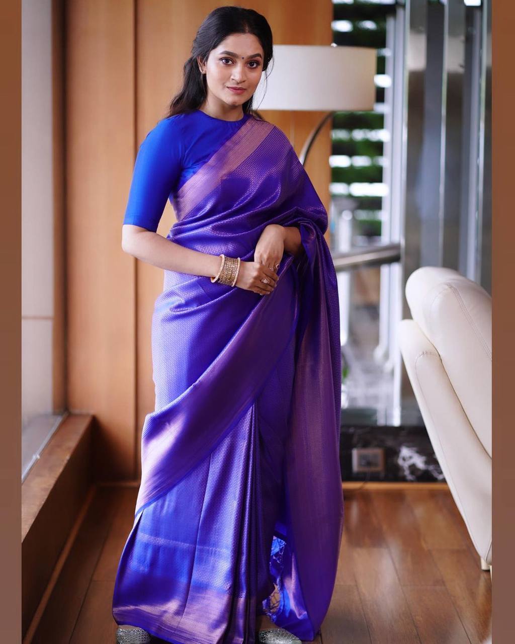 Inspiring Blue Soft Banarasi Silk Saree With Entrancing Blouse Piece - Shop authentic Indian Women's Fashion by Silk Folks