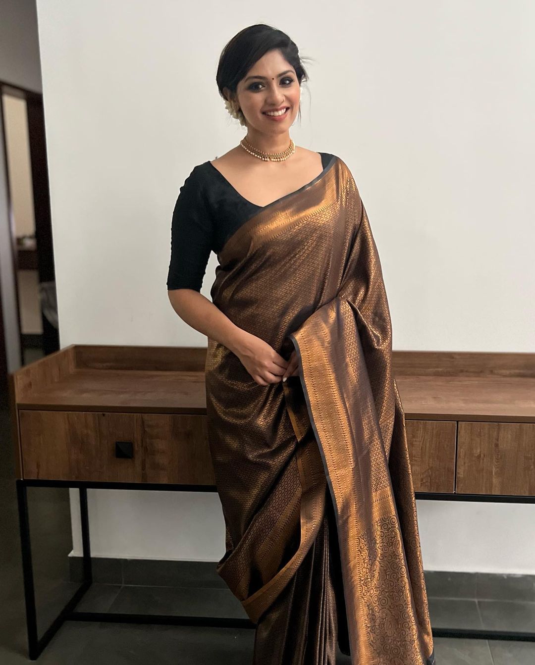 Lovely Black Soft Banarasi Silk Saree With Elaborate Blouse Piece - Shop authentic Indian Women's Fashion by Silk Folks