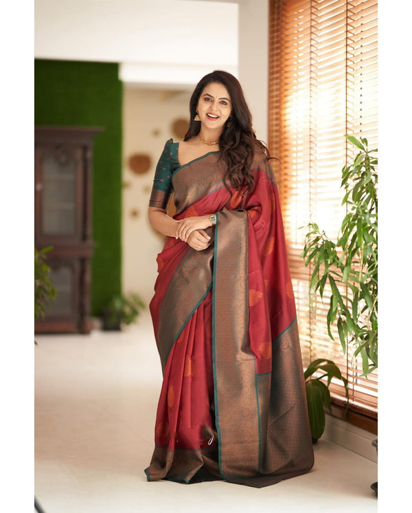 Artistic Maroon Soft Silk Saree With Splendorous Blouse Piece - Shop authentic Indian Women's Fashion by Silk Folks