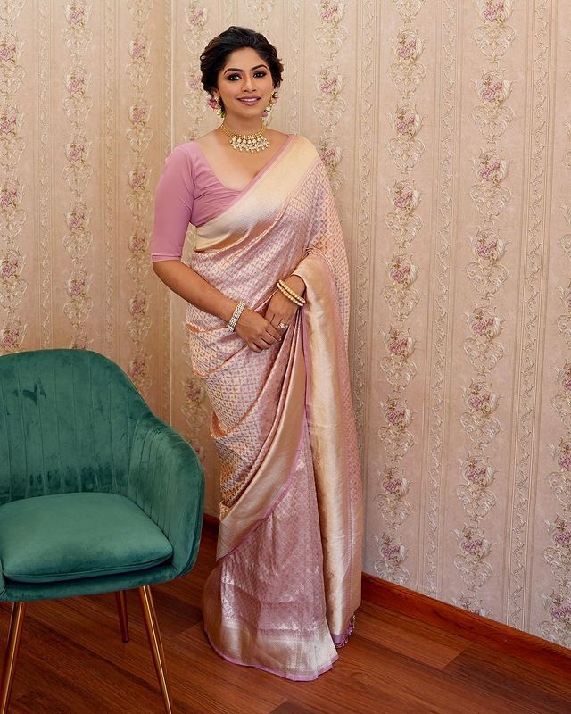 Excellent Baby Pink Soft Silk Saree With Effervescent Blouse Piece - Shop authentic Indian Women's Fashion by Silk Folks