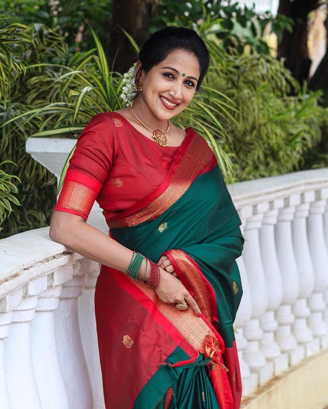Outstanding Rama Soft Banarasi Silk Saree With Precious Blouse Piece - Shop authentic Indian Women's Fashion by Silk Folks