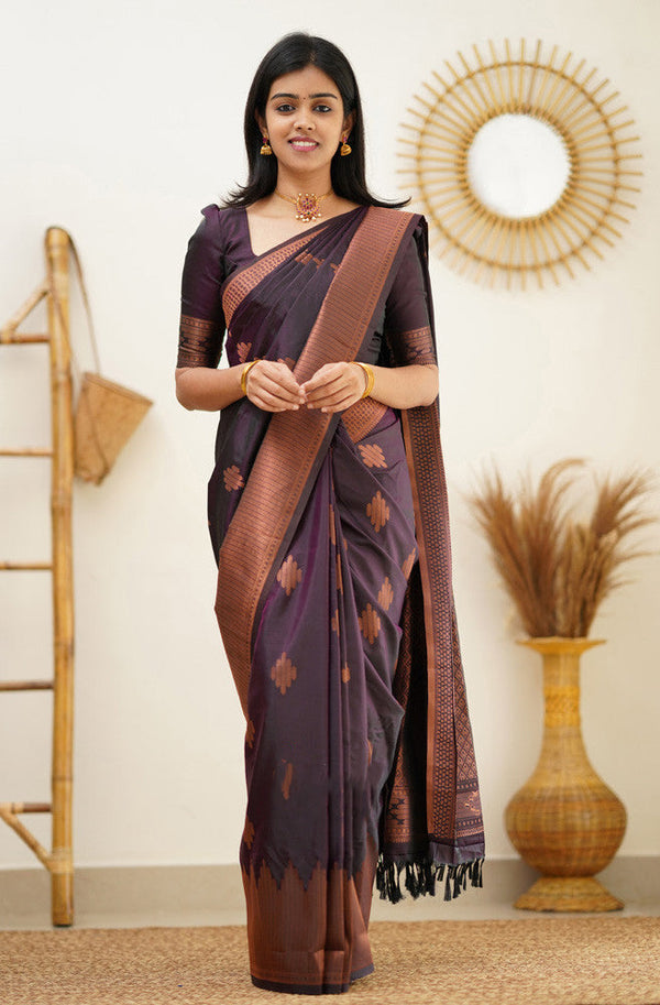 Desiring Purple Soft Silk Saree With Engrossing Blouse Piece - Shop authentic Indian Women's Fashion by Silk Folks