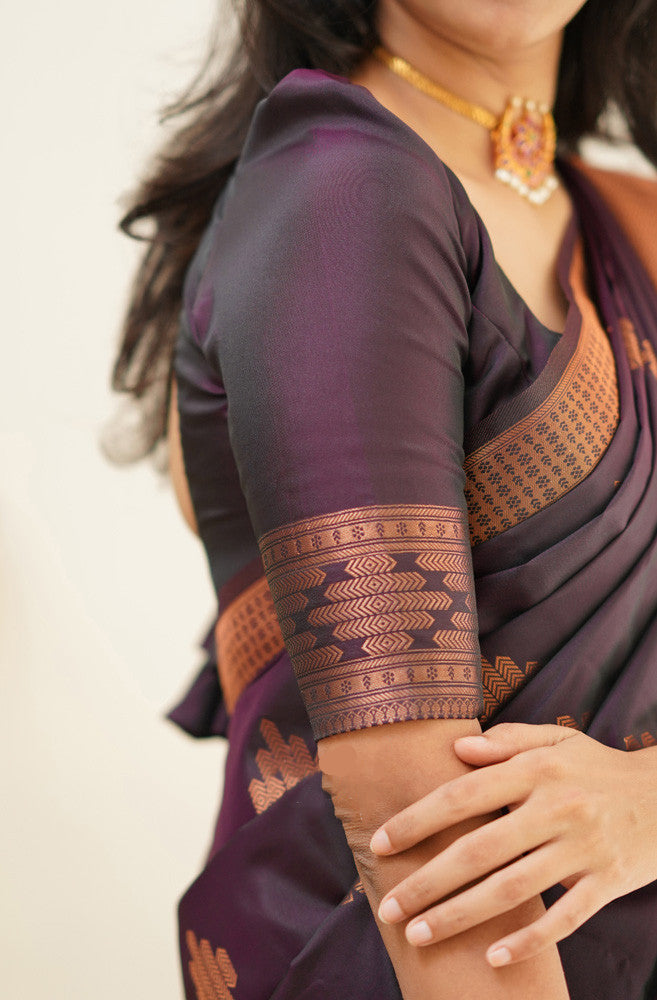 Desiring Purple Soft Silk Saree With Engrossing Blouse Piece - Shop authentic Indian Women's Fashion by Silk Folks