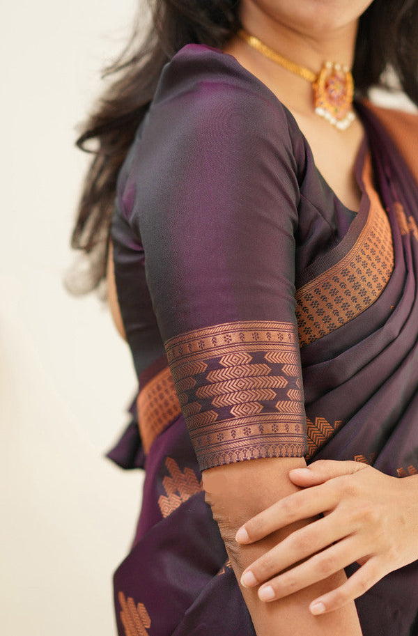 Desiring Purple Soft Silk Saree With Engrossing Blouse Piece - Shop authentic Indian Women's Fashion by Silk Folks