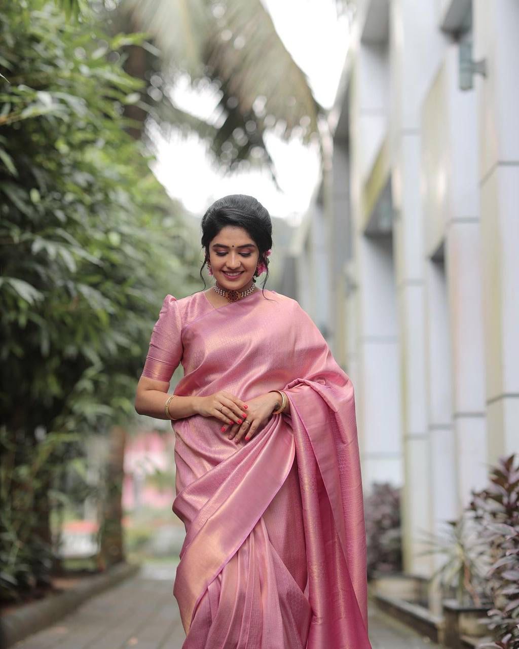 Bucolic Pink Soft Silk Saree With Forbearance Blouse Piece - Shop authentic Indian Women's Fashion by Silk Folks