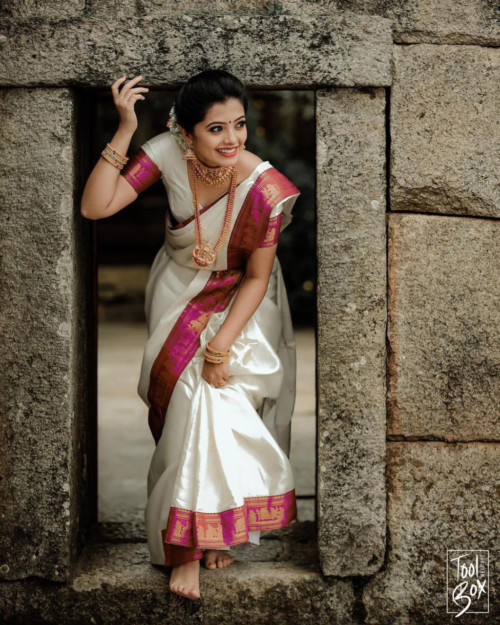 Demanding White Soft Silk Saree With Girlish Blouse Piece - Shop authentic Indian Women's Fashion by Silk Folks