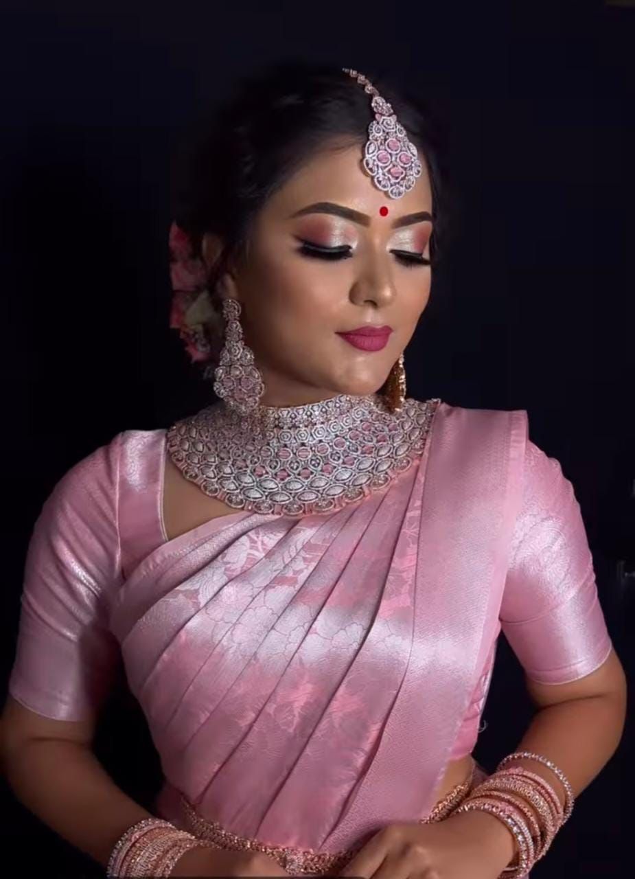 Flameboyant Pink Soft Silk Saree With Beautiful Blouse Piece - Shop authentic Indian Women's Fashion by Silk Folks