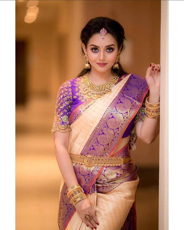Groovy Peach Soft Silk Saree With Angelic Blouse Piece - Shop authentic Indian Women's Fashion by Silk Folks