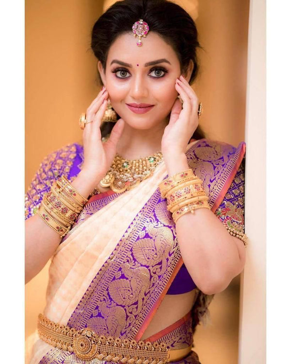 Groovy Peach Soft Silk Saree With Angelic Blouse Piece - Shop authentic Indian Women's Fashion by Silk Folks