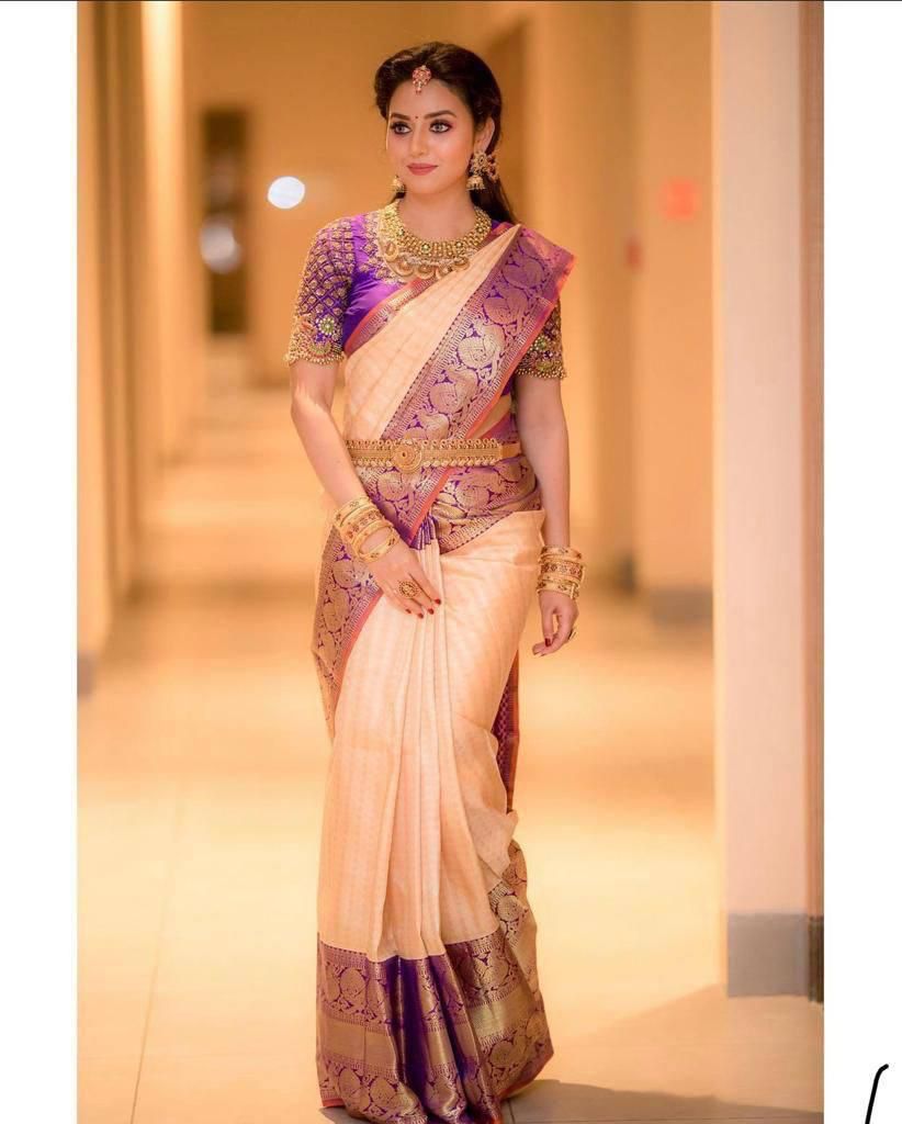 Groovy Peach Soft Silk Saree With Angelic Blouse Piece - Shop authentic Indian Women's Fashion by Silk Folks