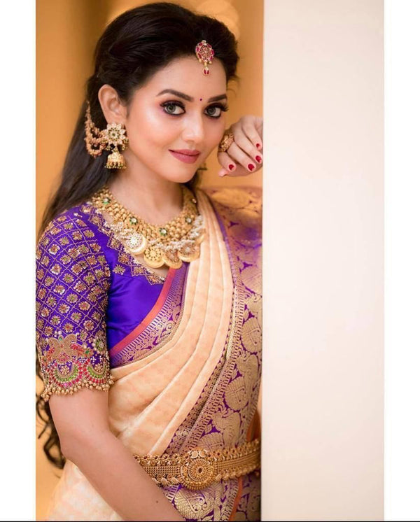 Groovy Peach Soft Silk Saree With Angelic Blouse Piece - Shop authentic Indian Women's Fashion by Silk Folks