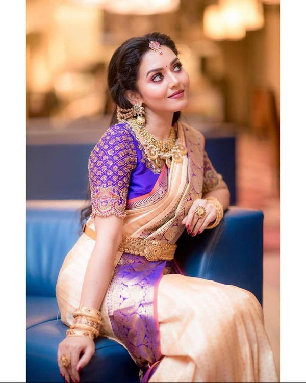 Groovy Peach Soft Silk Saree With Angelic Blouse Piece - Shop authentic Indian Women's Fashion by Silk Folks