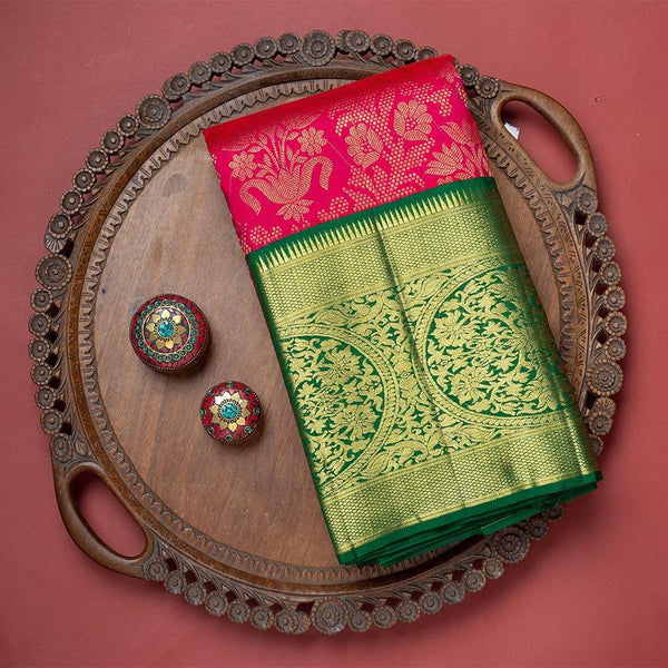 Innovative Dark Pink Soft Banarasi Silk Saree With Demesne Two Blouse  - Shop authentic Indian Women's Fashion by Silk Folks