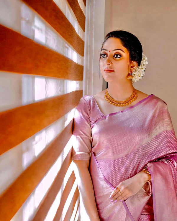 Mellifluous Pink Soft Silk Saree With Petrichor Blouse Piece - Shop authentic Indian Women's Fashion by Silk Folks