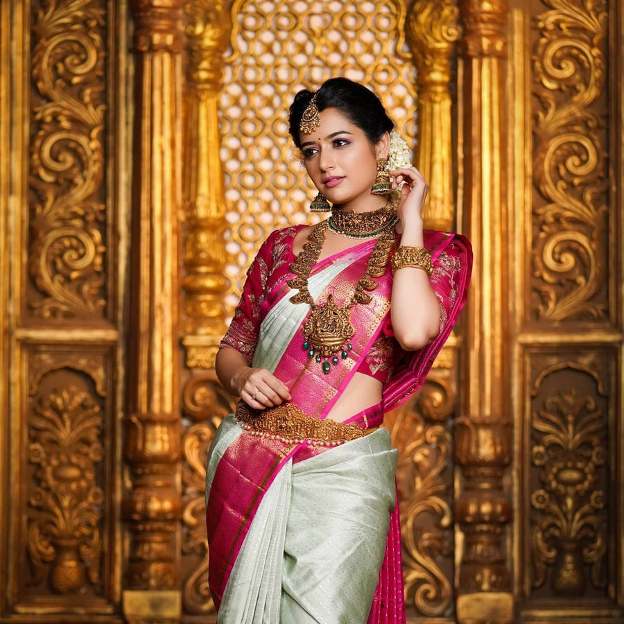 Pleasurable Sea Green Soft Banarasi Silk Saree With Smashing Blouse Pi - Shop authentic Indian Women's Fashion by Silk Folks