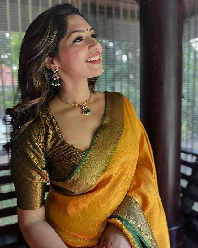 Bewitching Yellow Soft Silk Saree with Lissome Blouse Piece - Shop authentic Indian Women's Fashion by Silk Folks