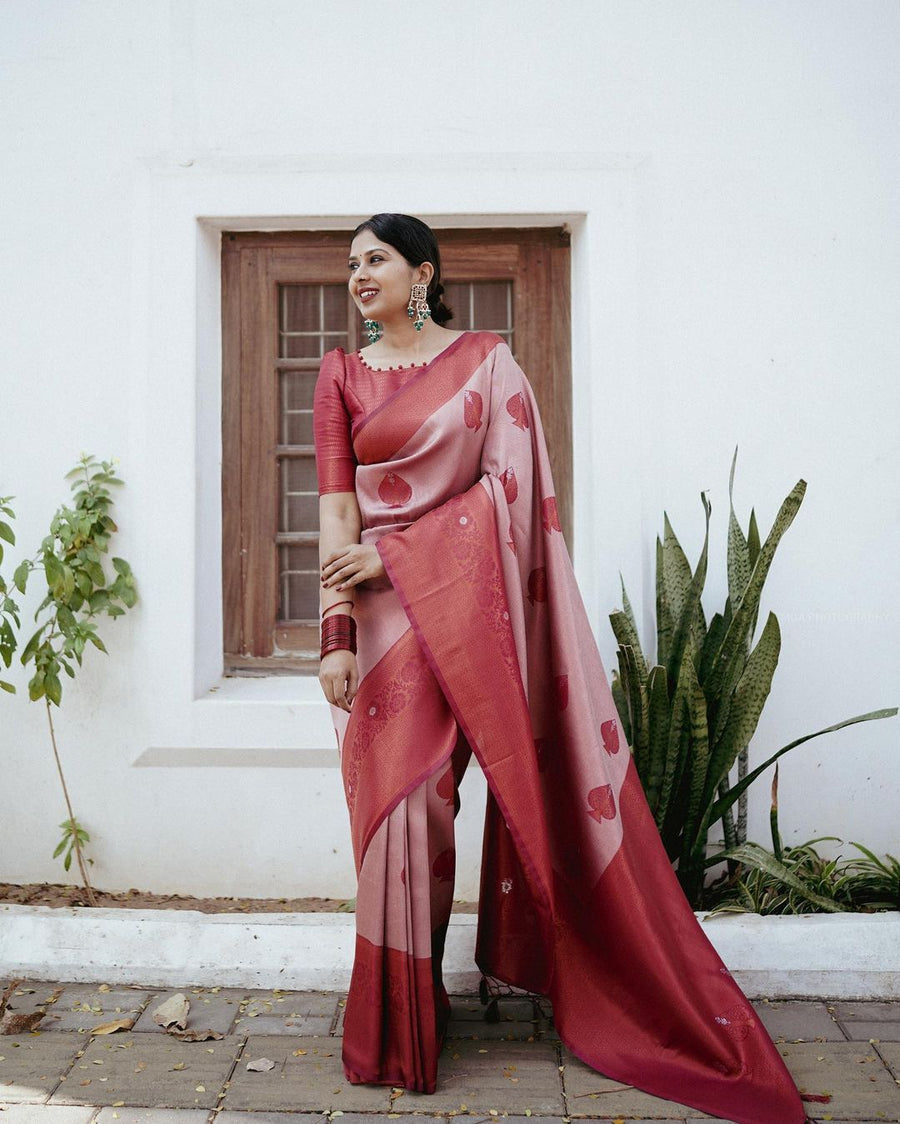 Exuberant Pink Soft Silk Saree With Panoply Blouse Piece - Shop authentic Indian Women's Fashion by Silk Folks