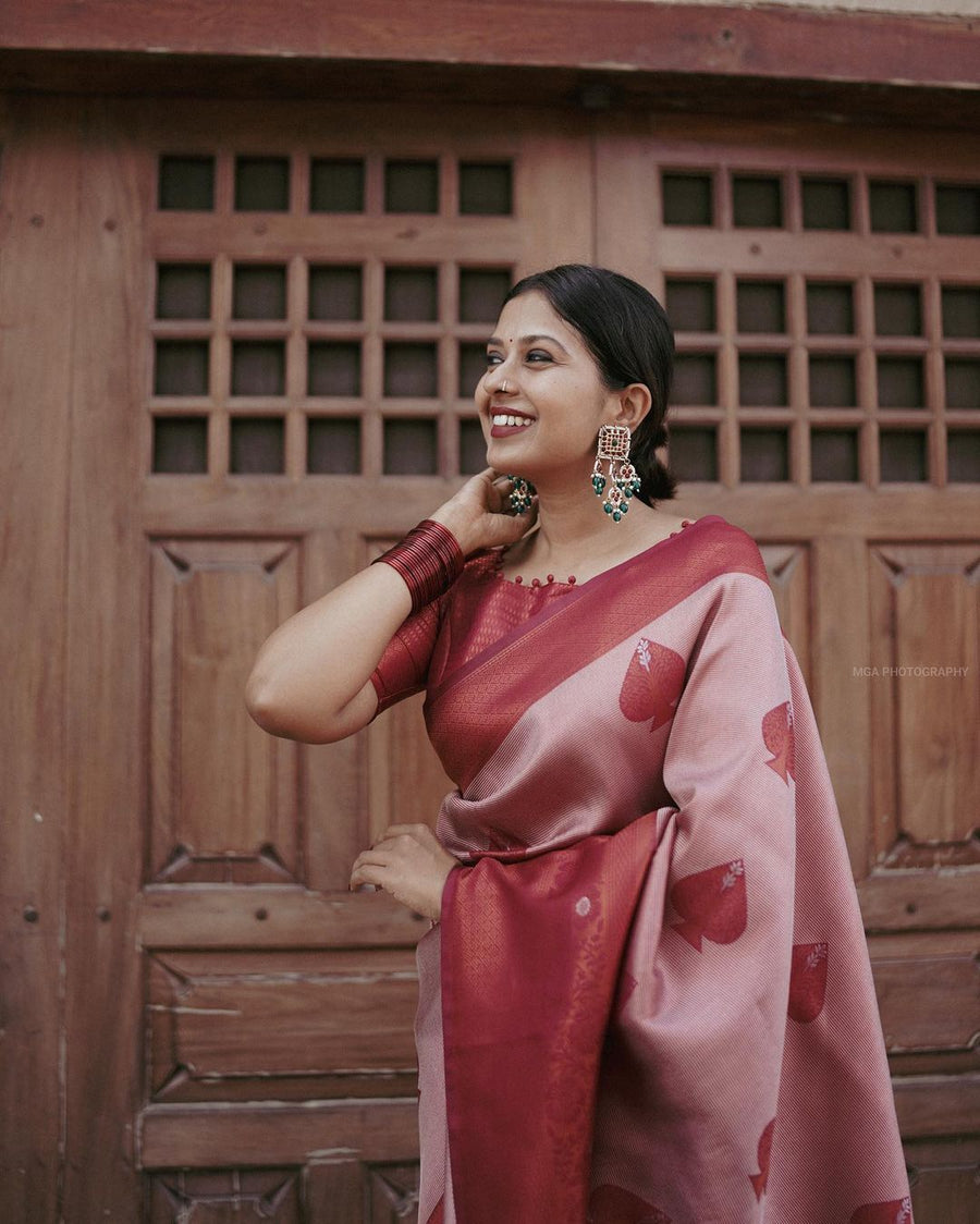 Exuberant Pink Soft Silk Saree With Panoply Blouse Piece - Shop authentic Indian Women's Fashion by Silk Folks