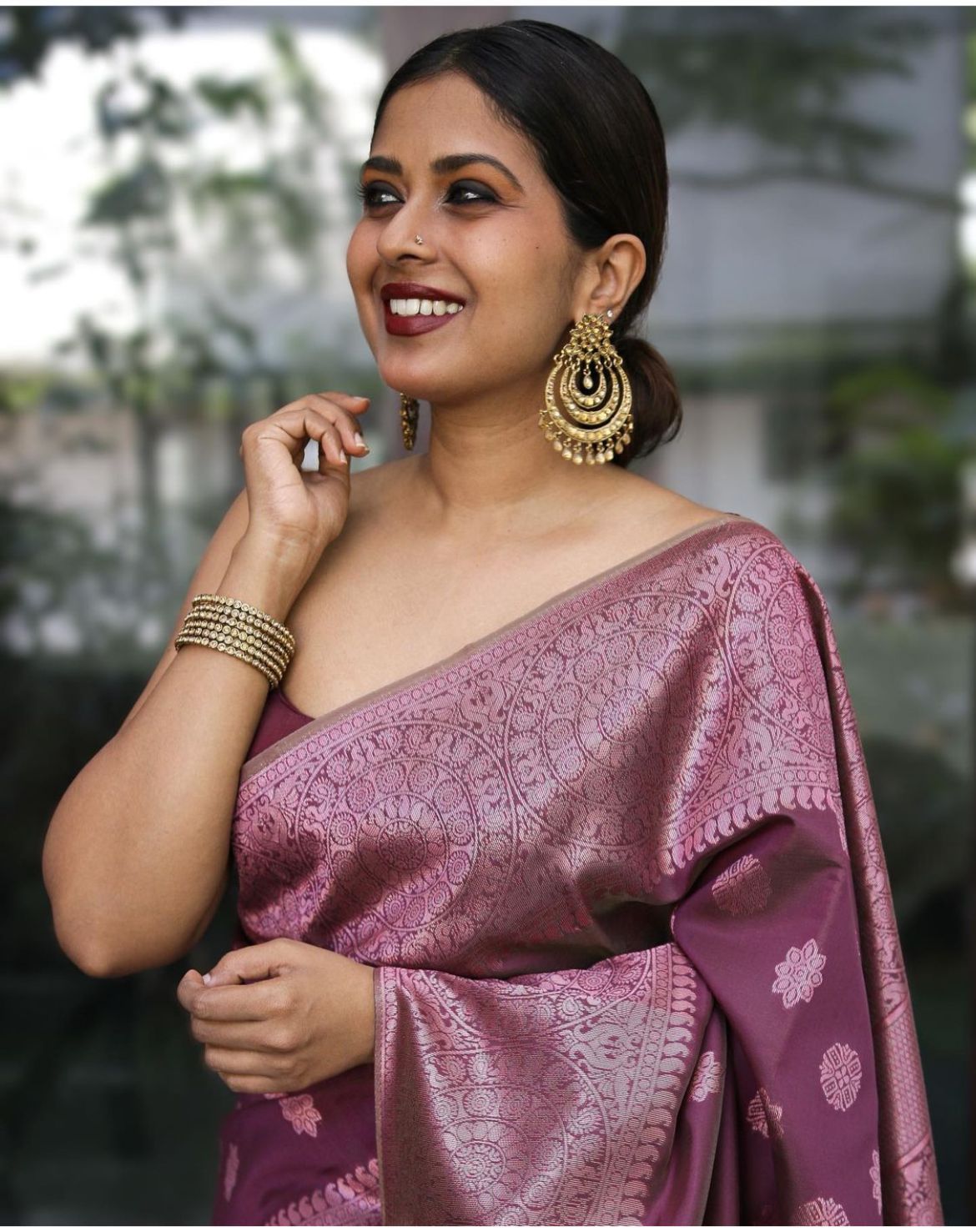 Stylish Wine Soft Silk Saree With Energetic Blouse Piece - Shop authentic Indian Women's Fashion by Silk Folks