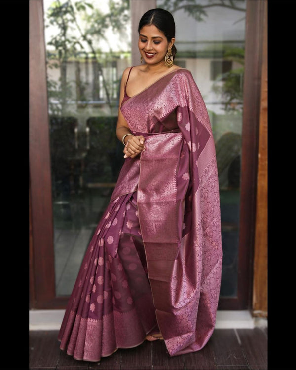 Stylish Wine Soft Silk Saree With Energetic Blouse Piece - Shop authentic Indian Women's Fashion by Silk Folks