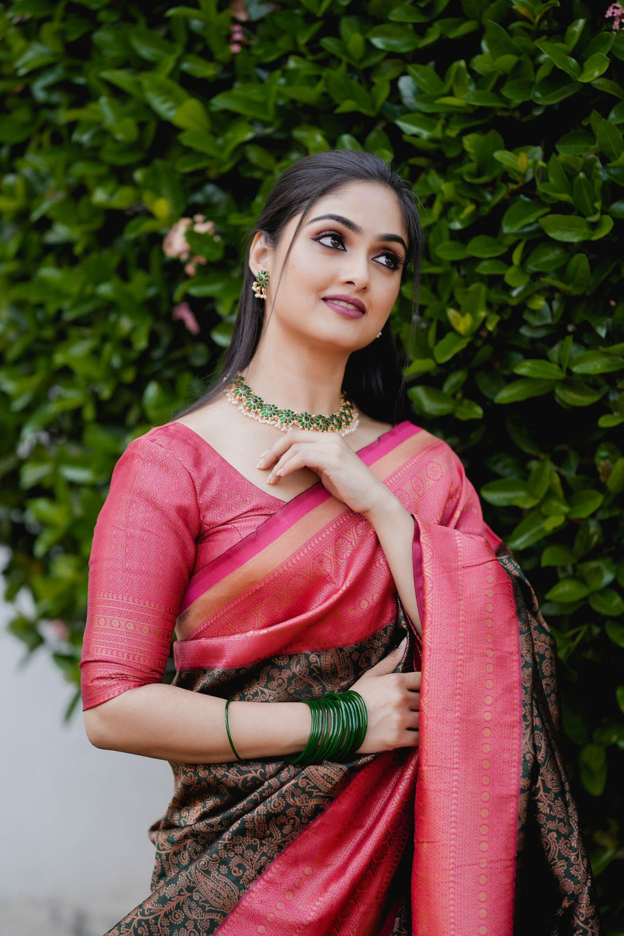 Fragrant Green Soft Banarasi Silk Saree With Artistic Blouse Piece - Shop authentic Indian Women's Fashion by Silk Folks