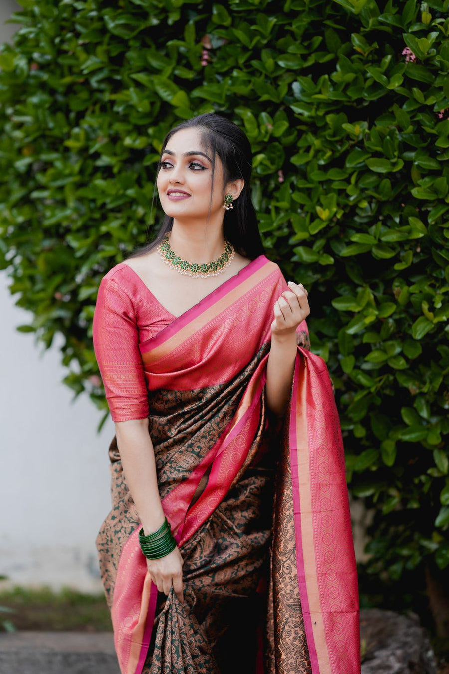 Fragrant Green Soft Banarasi Silk Saree With Artistic Blouse Piece - Shop authentic Indian Women's Fashion by Silk Folks