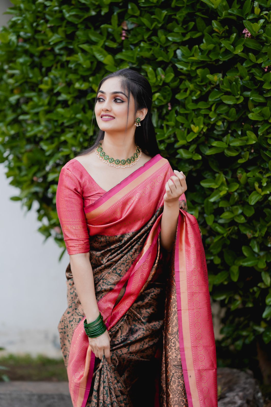 Fragrant Green Soft Banarasi Silk Saree With Artistic Blouse Piece - Shop authentic Indian Women's Fashion by Silk Folks