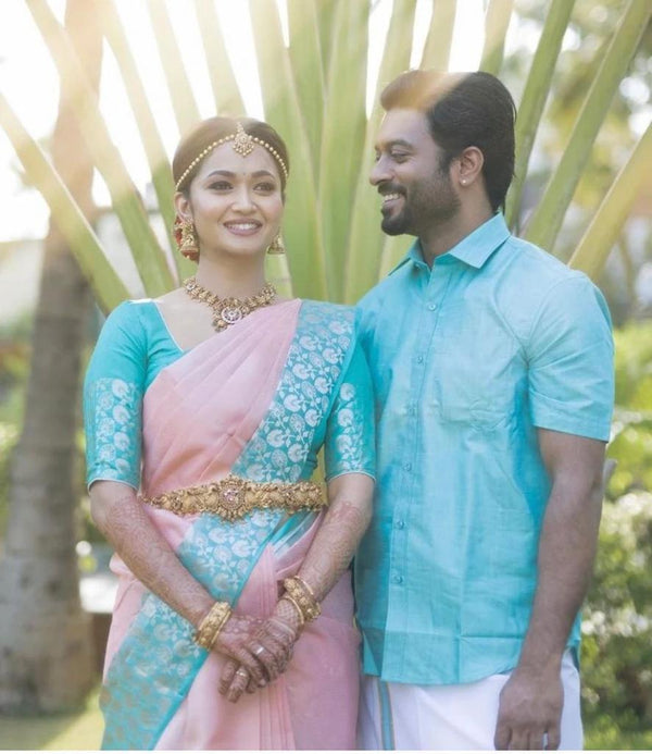 Enticing Peach Soft Banarasi Silk Saree With Impressive Blouse Piece - Shop authentic Indian Women's Fashion by Silk Folks