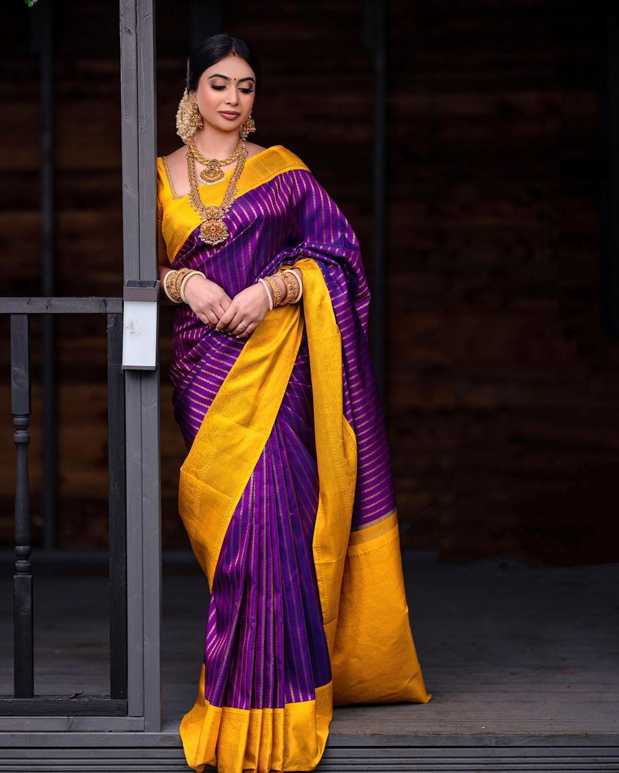 Prominent Purple Soft Silk Saree With Chatoyant Blouse Piece - Shop authentic Indian Women's Fashion by Silk Folks