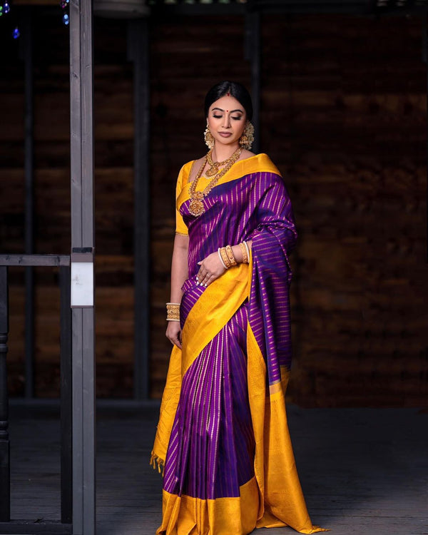 Prominent Purple Soft Silk Saree With Chatoyant Blouse Piece - Shop authentic Indian Women's Fashion by Silk Folks