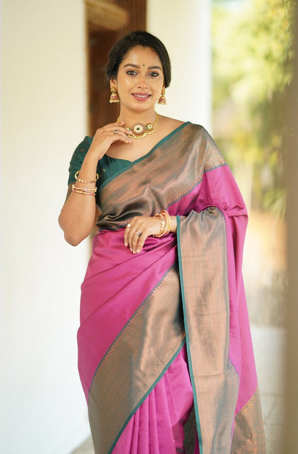 Fairytale Dark Pink Soft Silk Saree With Girlish Blouse Piece - Shop authentic Indian Women's Fashion by Silk Folks