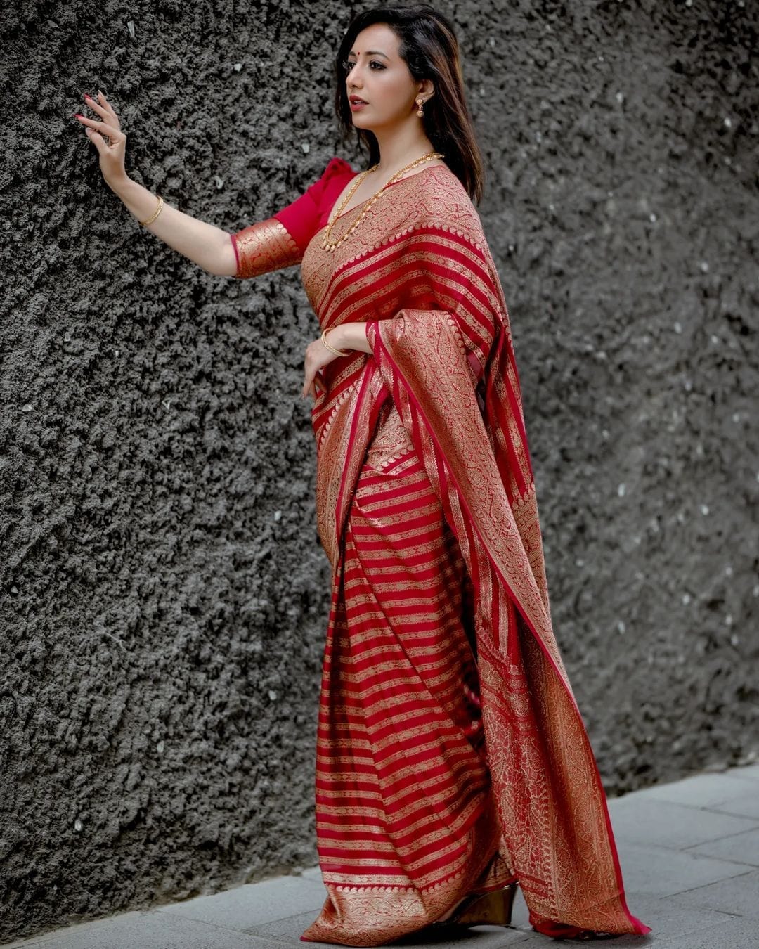 Intricate Red Soft Silk Saree With Capricious Blouse Piece - Shop authentic Indian Women's Fashion by Silk Folks