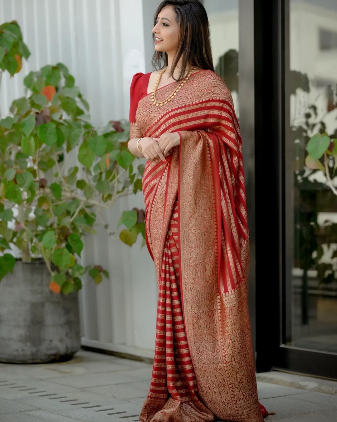 Intricate Red Soft Silk Saree With Capricious Blouse Piece - Shop authentic Indian Women's Fashion by Silk Folks