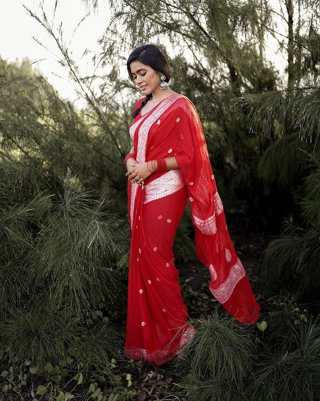 Angelic Red Soft Silk Saree With Excellent Blouse Piece - Shop authentic Indian Women's Fashion by Silk Folks