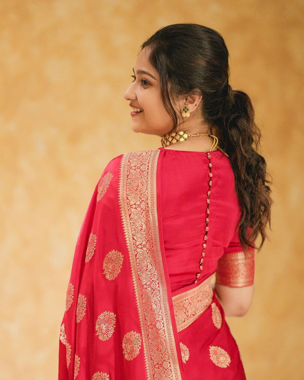 Engrossing Red Soft Silk Saree With Classic Blouse Piece - Shop authentic Indian Women's Fashion by Silk Folks