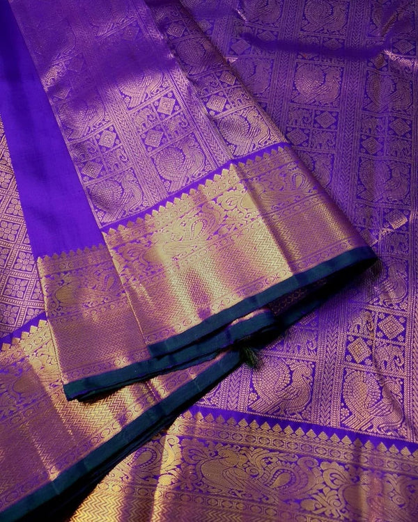 Conflate Royal Blue Soft Silk Saree With Evocative Blouse Piece - Shop authentic Indian Women's Fashion by Silk Folks
