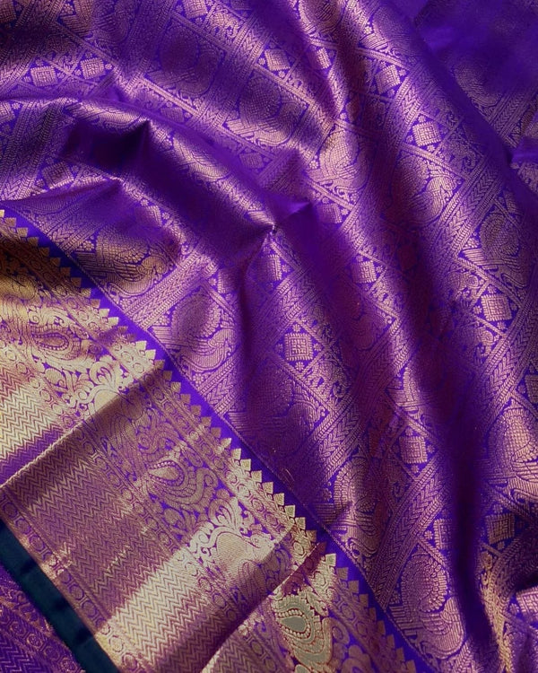 Conflate Royal Blue Soft Silk Saree With Evocative Blouse Piece - Shop authentic Indian Women's Fashion by Silk Folks