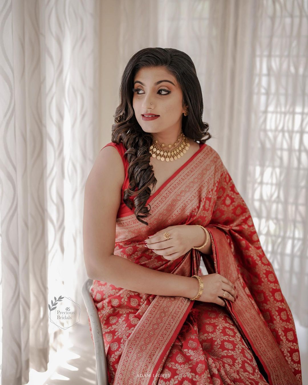 Lovely Red Soft Banarasi Silk Saree With Precious Blouse Piece - Shop authentic Indian Women's Fashion by Silk Folks