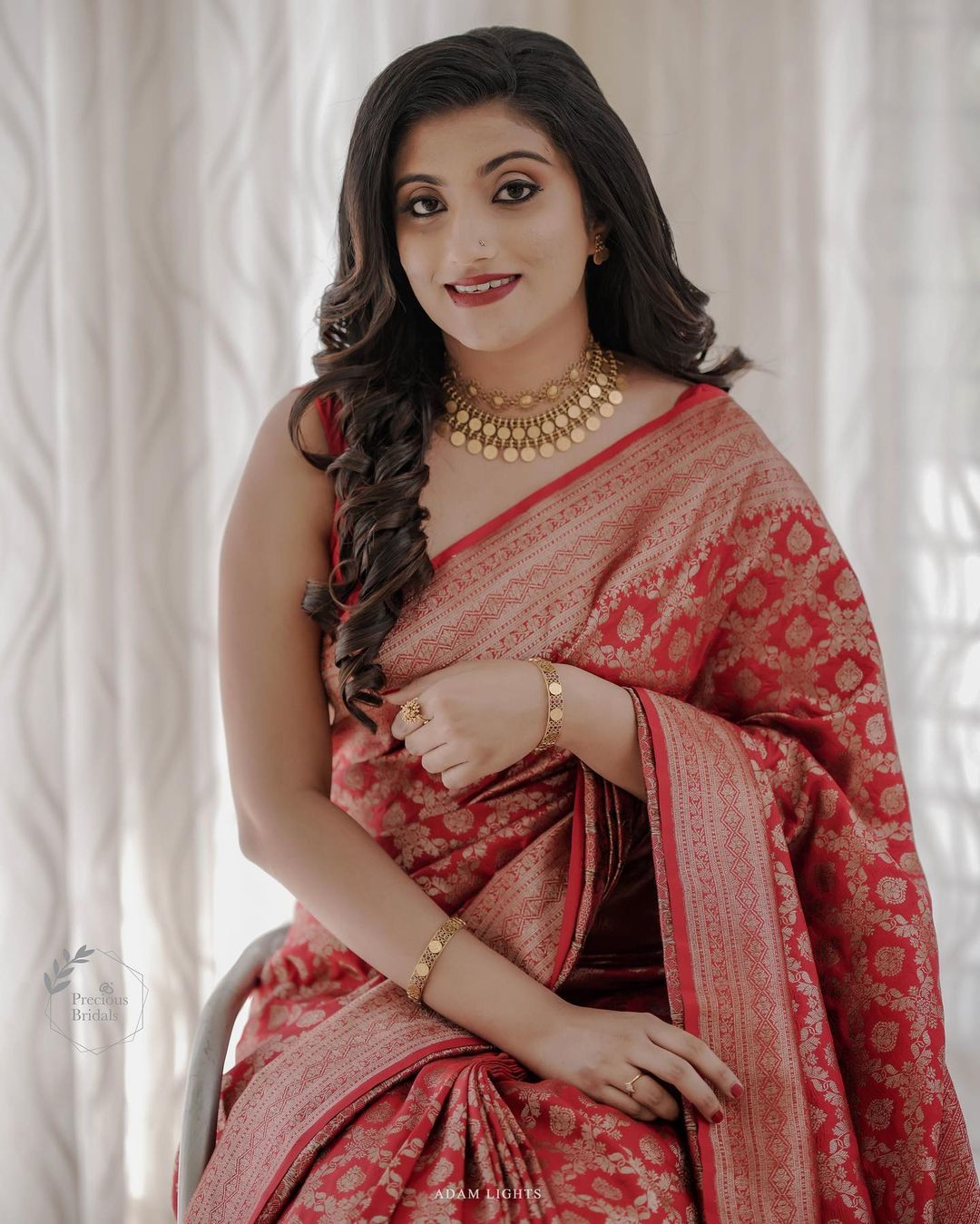 Lovely Red Soft Banarasi Silk Saree With Precious Blouse Piece - Shop authentic Indian Women's Fashion by Silk Folks