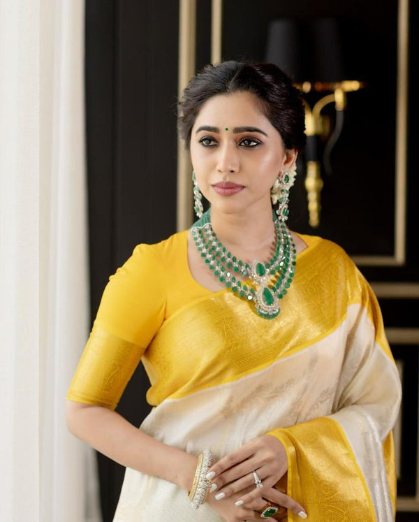 Fantabulous Stunning White Soft Silk Saree With Smashing Blouse Piece - Shop authentic Indian Women's Fashion by Silk Folks