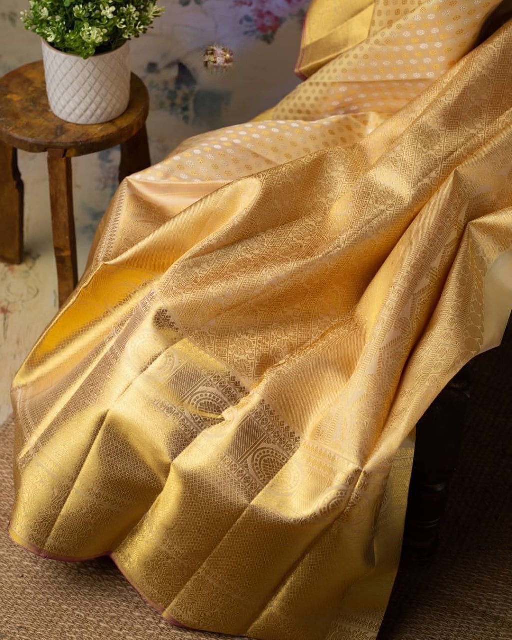 Angelic Beige Soft Silk Saree With Delightful Blouse Piece - Shop authentic Indian Women's Fashion by Silk Folks